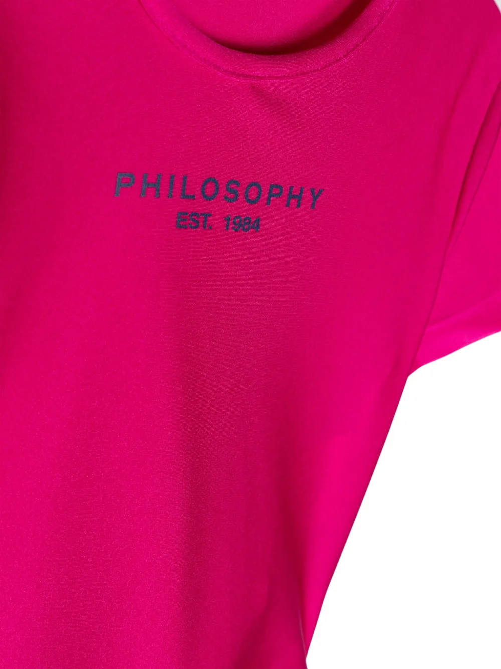 Футболка с эффектом металлик и логотипом Philosophy Di Lorenzo Serafini Kids, розовый — фото 3