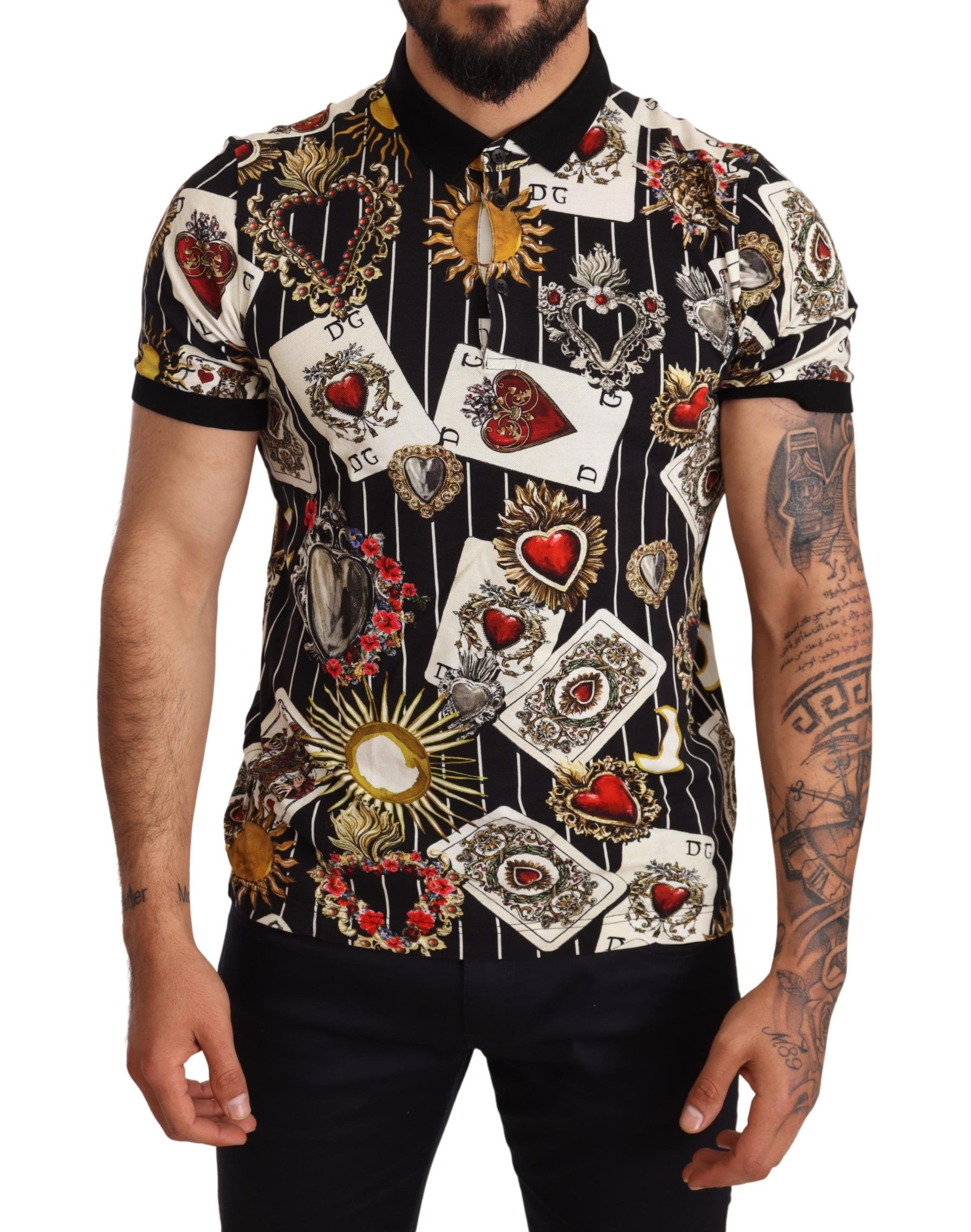 

Черная рубашка-поло с игральными картами Dolce & Gabbana