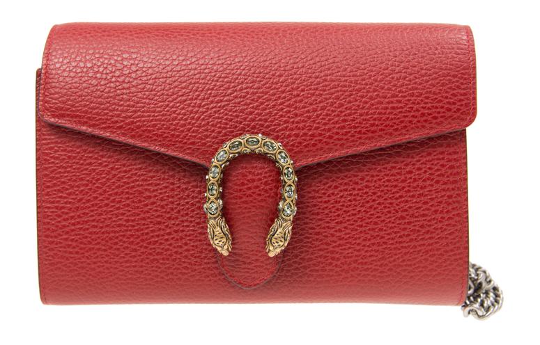 

GUCCI Дионис миниатюрный кожаный кошелек через плечо женский красный