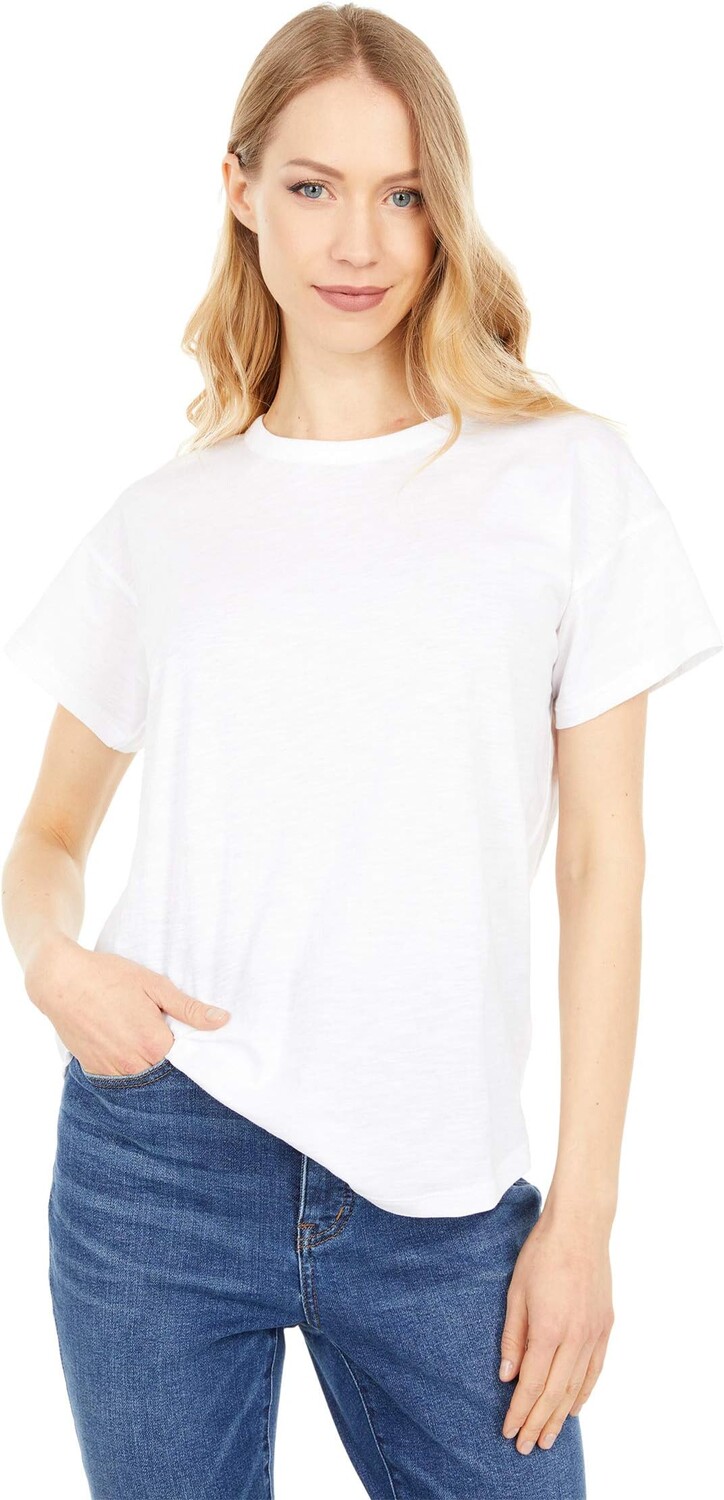 

Хлопковая футболка Whisper с круглым вырезом в рубчик Madewell, цвет Optic White