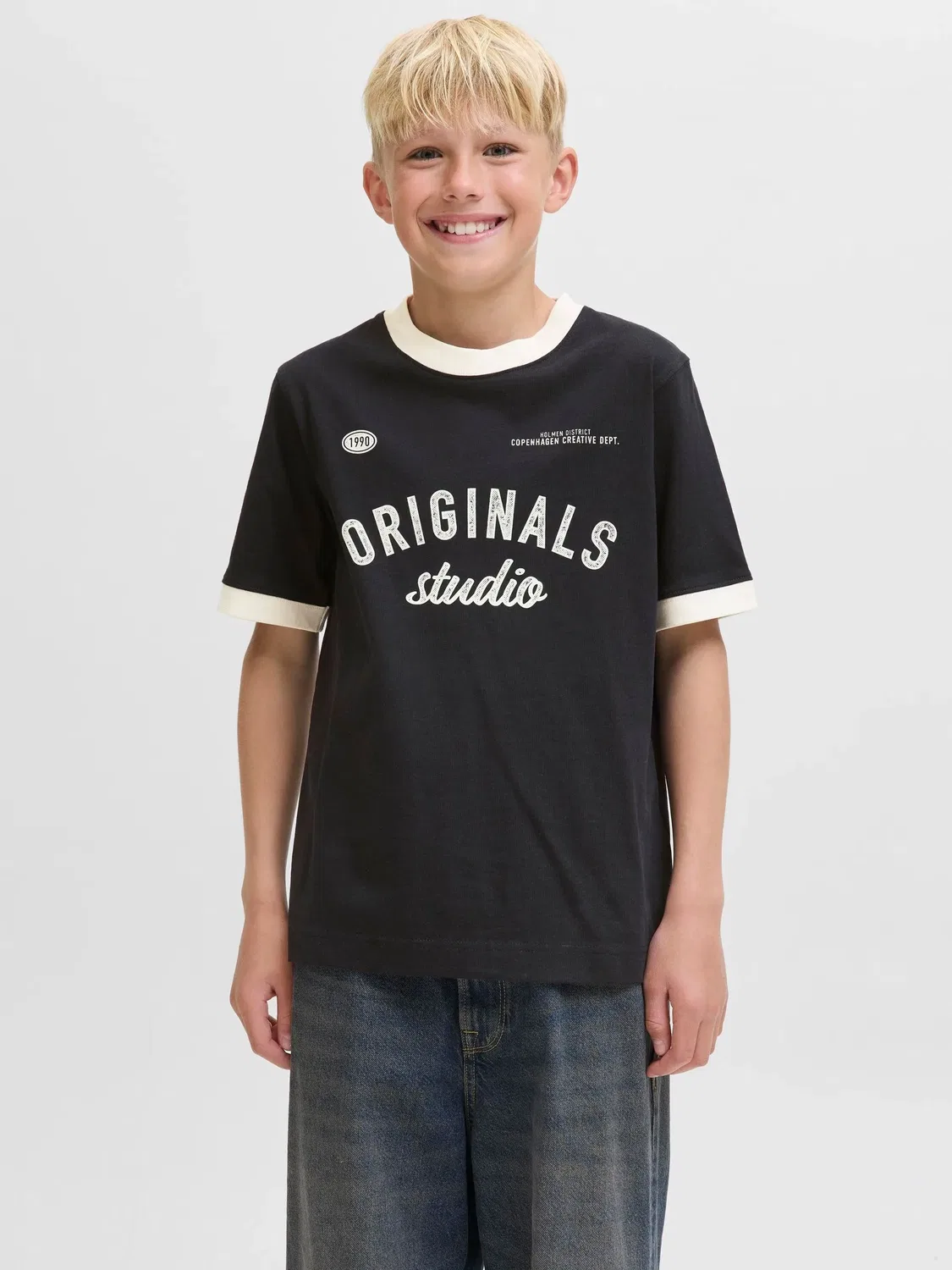 Футболка хлопковая JACK & JONES Junior, черный — фото 2
