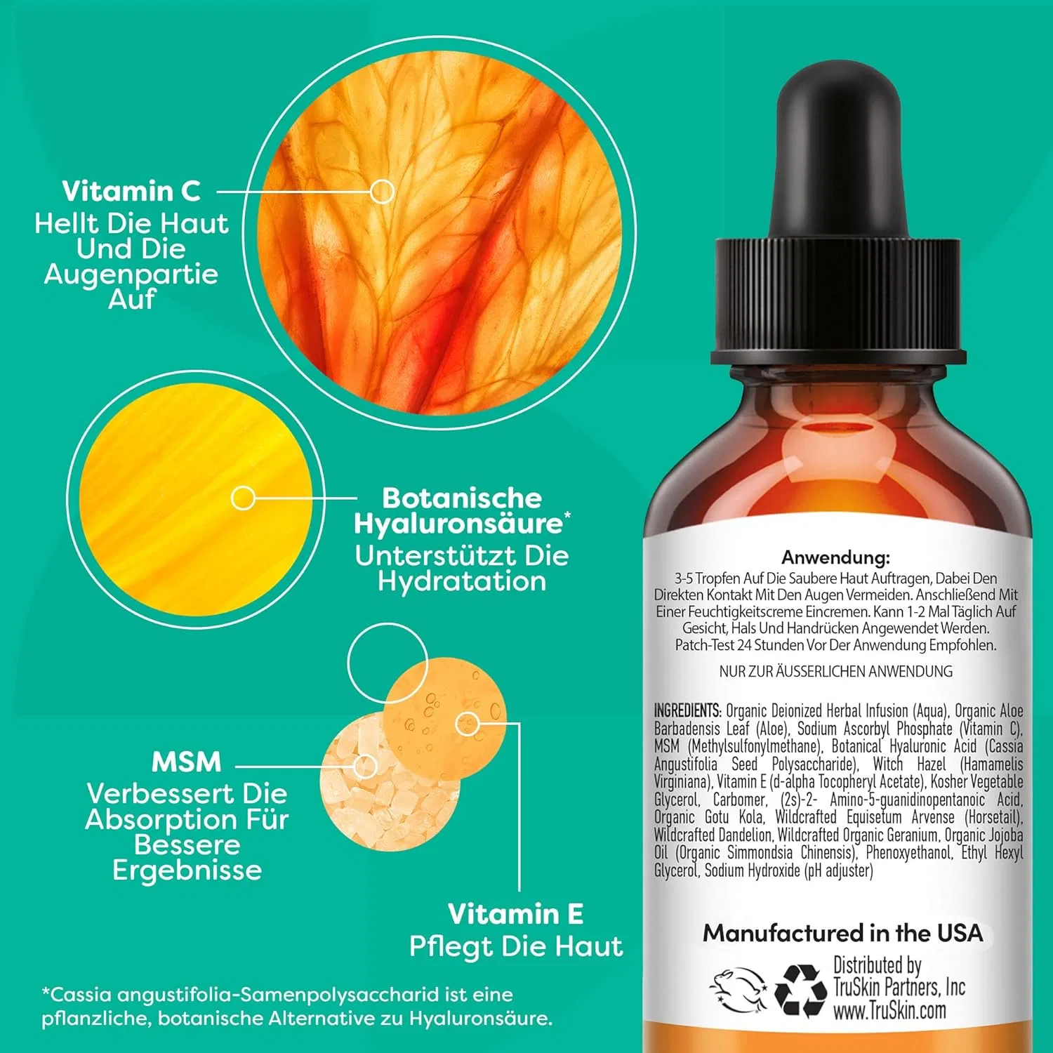 Сыворотка для лица с витамином C и гиалуроновой кислотой TruSkin Truskin Naturals — фото 2