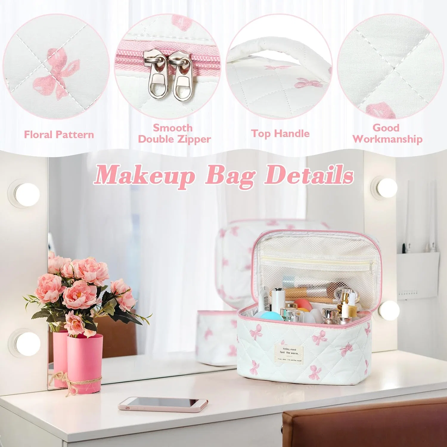 Набор женских косметичек с цветочным узором от BuyCard Buycard, White Butterfly — фото 3