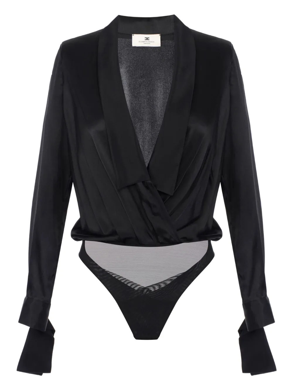 

Атласное боди с запахом Elisabetta Franchi, черный