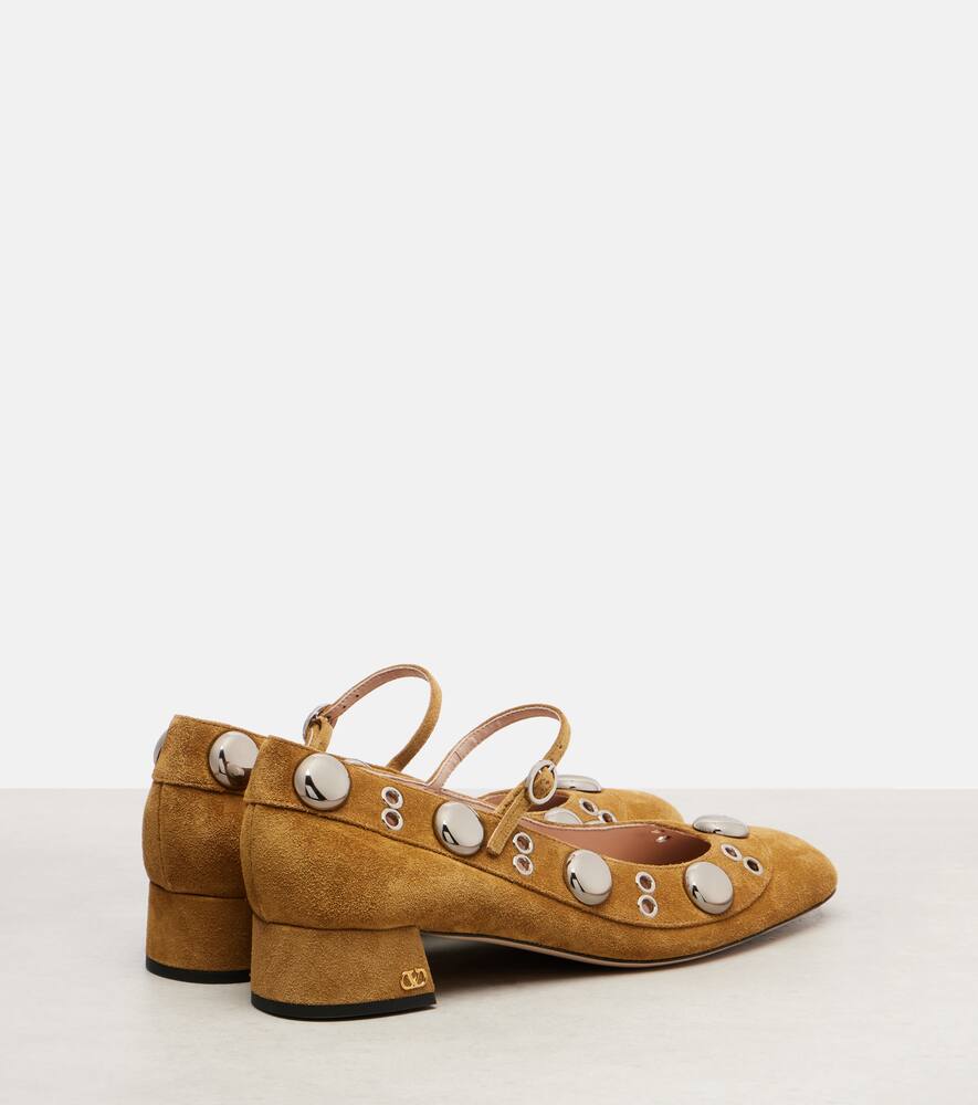 Туфли-лодочки Nellcote Mary Jane из замши с шипами Valentino Garavani, Havana Beige — фото 2