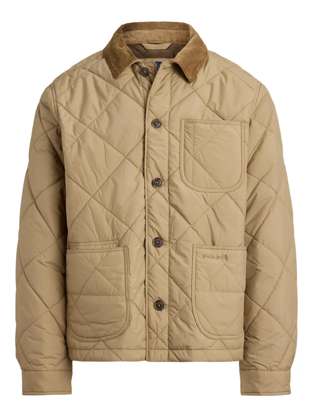 Стеганая куртка с вельветовой отделкой Polo Ralph Lauren, бежевый