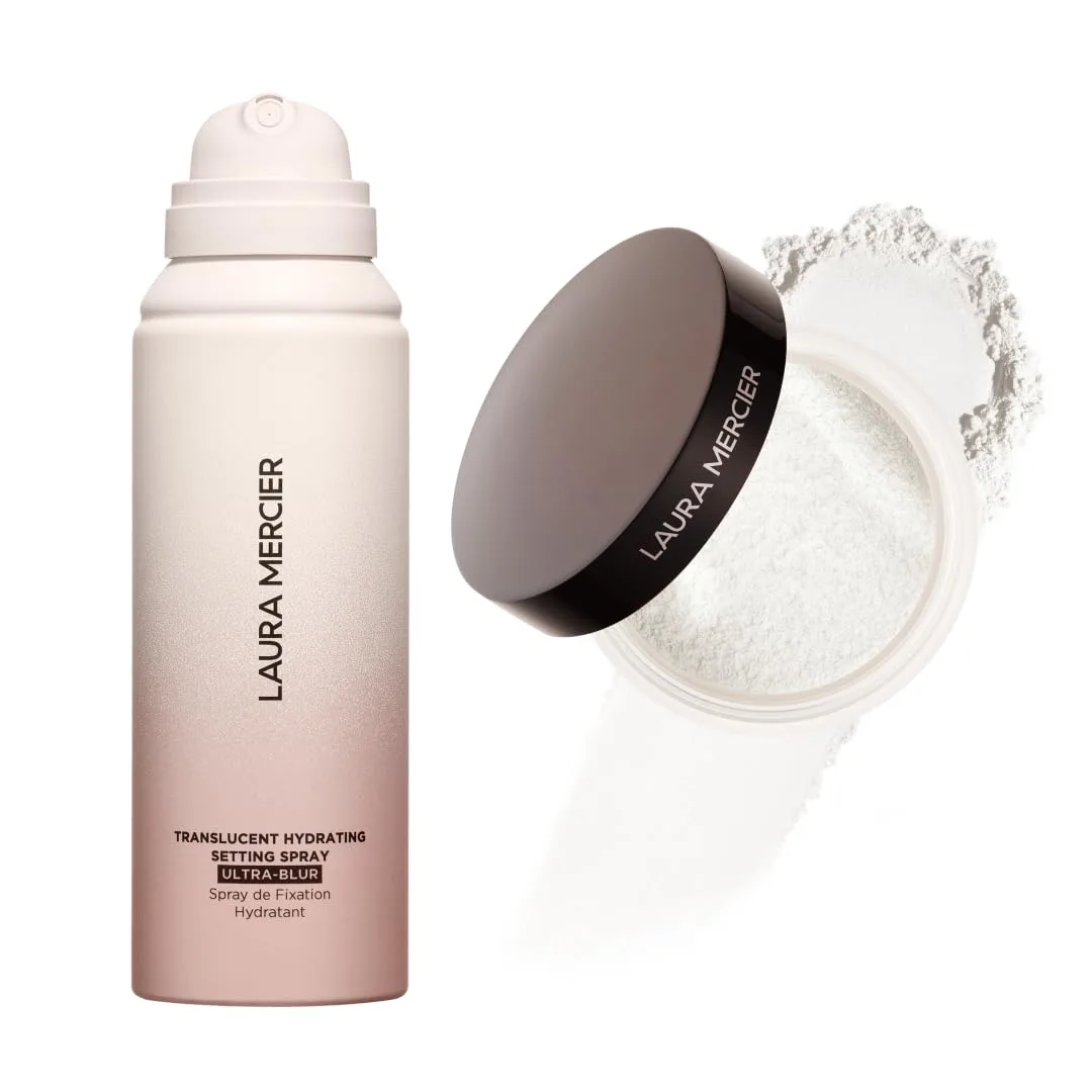 Laura Mercier Secret Brightening Under-Eye Loose Setting Powder и Translucent Hydrating Setting Spray Ultra-Blur, набор