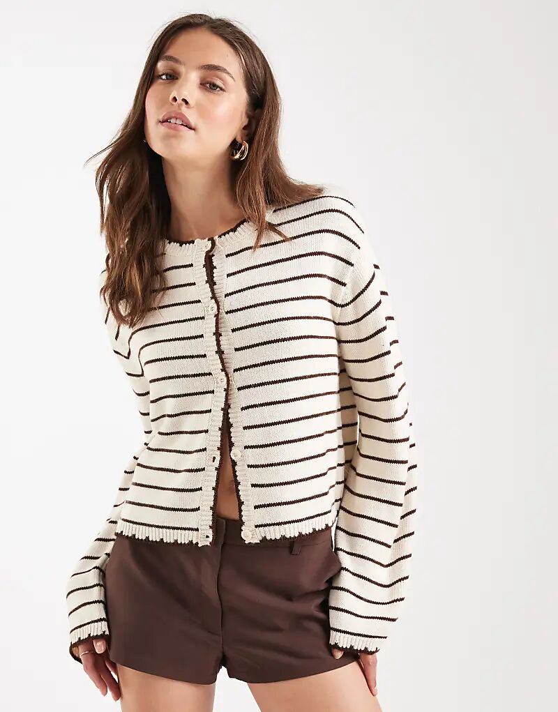 

Кардиган Miss Selfridge в полоску, связанный гладью, цвета пахты