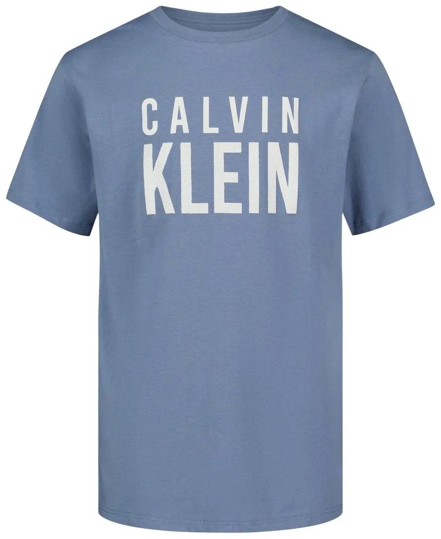 Детская футболка CK Structure с коротким рукавом и круглым вырезом, размер 8-20 Calvin Klein, синий