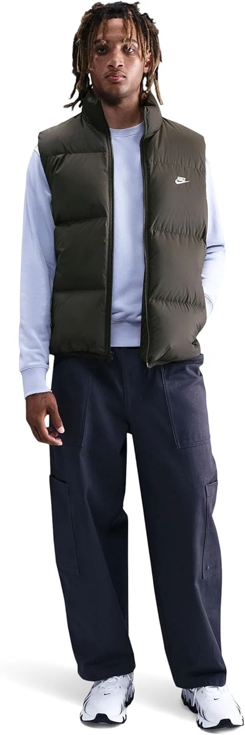 Мужской пуховый жилет Nike Therma-fit Club Puffer Vest 650, Sequoia/White
