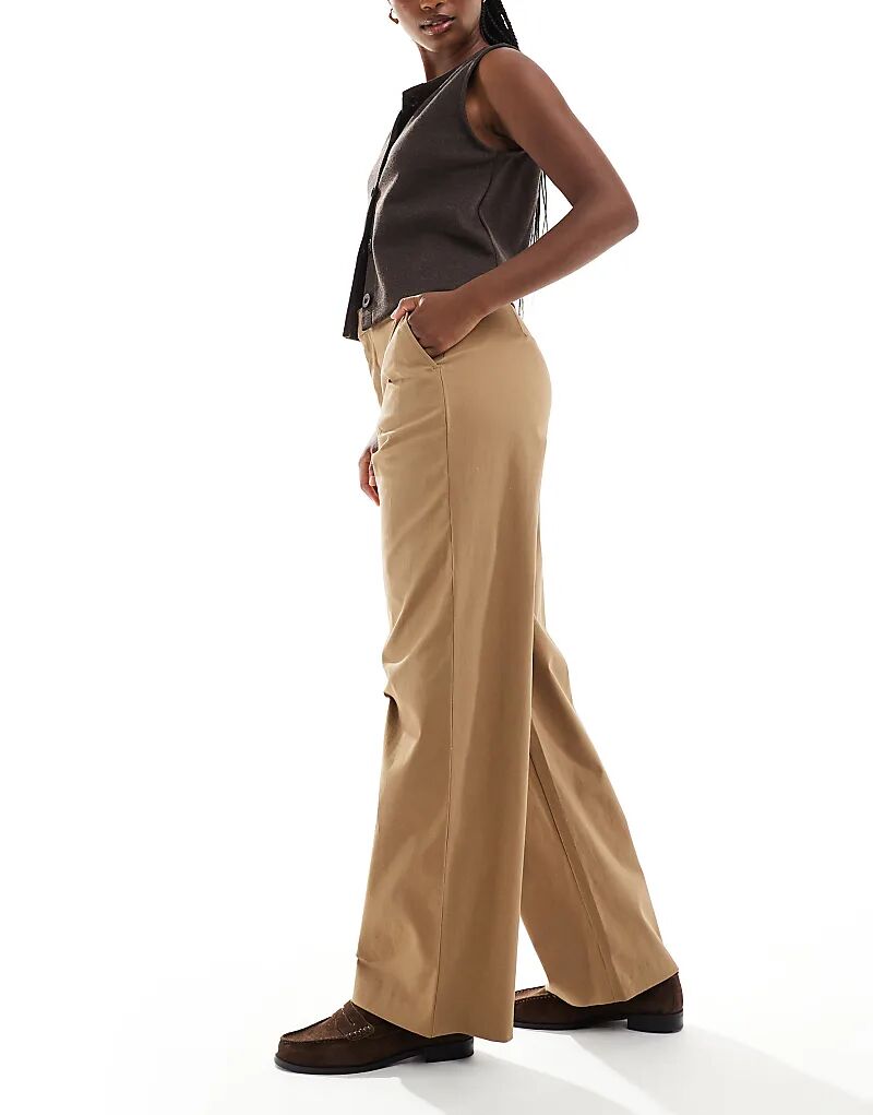 

ONLY широкие брюки-чинос с высокой талией в цвете кэмп