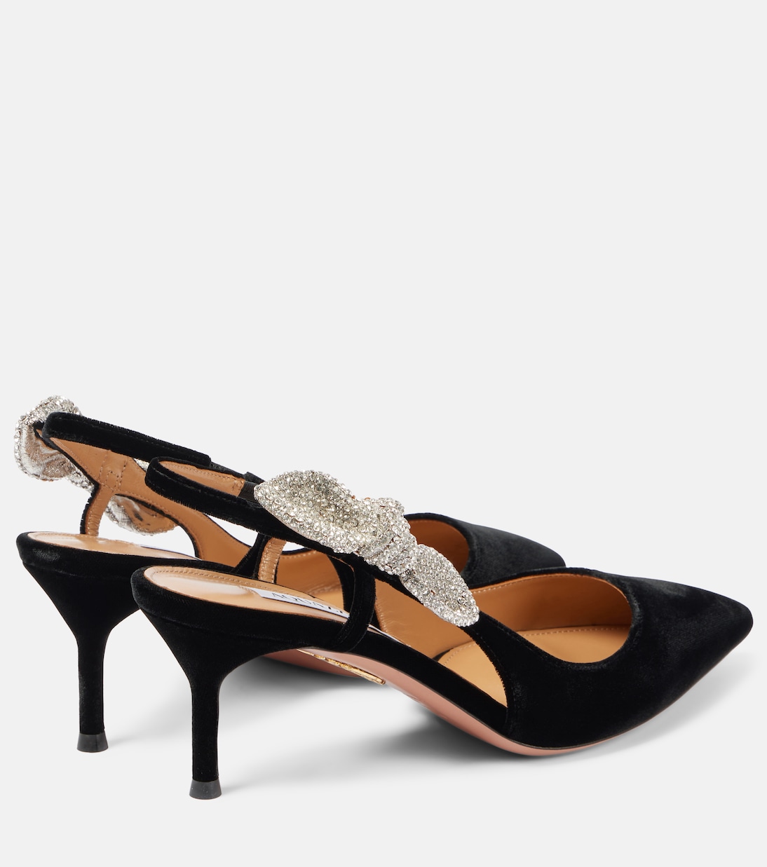 Туфли-лодочки Very Bow Tie Crystal 65 с открытой пяткой Aquazzura, черный — фото 2