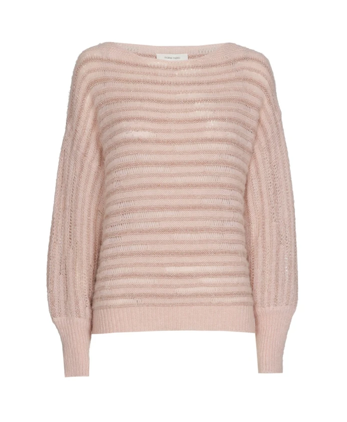 

Розовый полосатый свитер с люрексом Marie Mãro, розовый