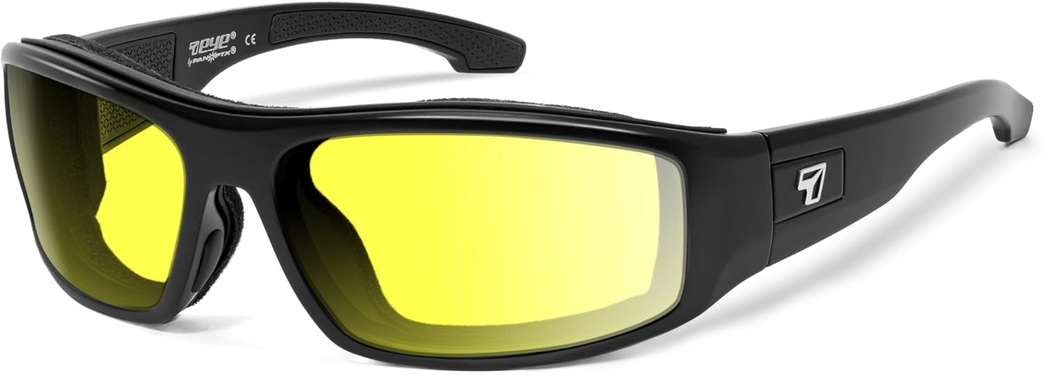 

7 солнцезащитных очков Let It Rip с мягкой подкладкой и защитой от ветра, для активного отдыха на природе, 100% защита от UVA + UVB лучей 7 EYE, Matte Black Frame/Sharpview Yellow Lenses