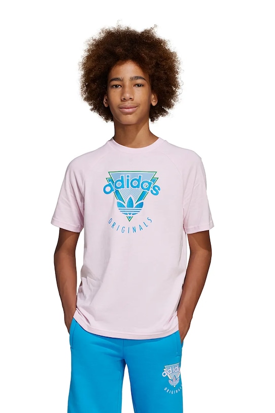 

Детская хлопковая футболка Adidas Originals, розовый
