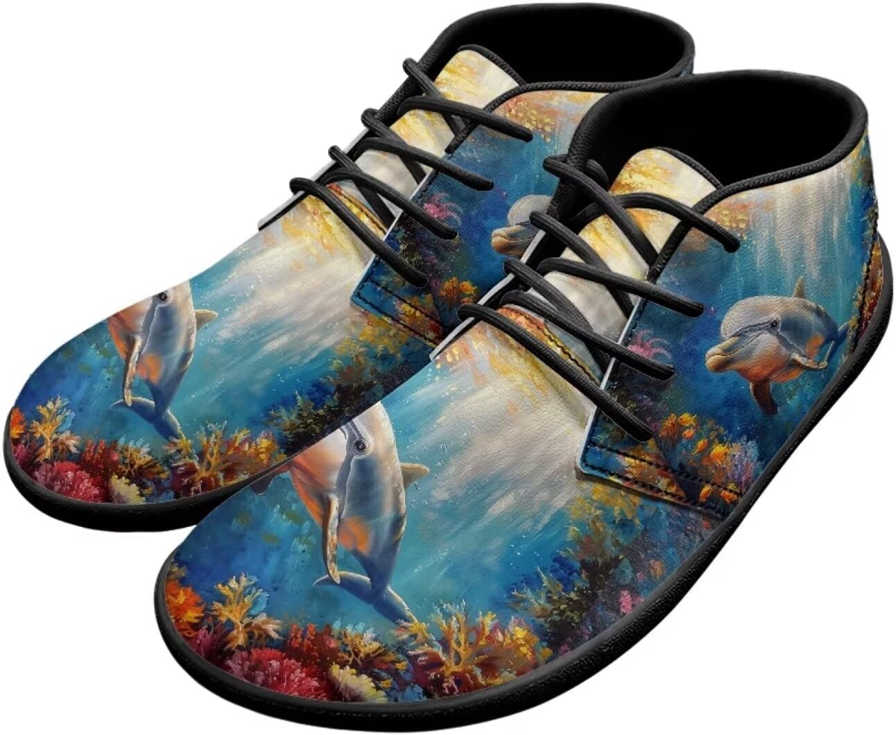 

Мужские кроссовки для ходьбы, ботинки с широким носком, противоскользящая подошва, кроссовки с нулевым перепадом высоты подошвы Xixirimido, Cute Dolphin