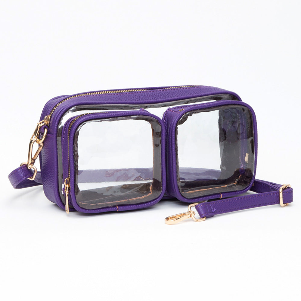 

Сумка-кроссбод с двумя передними карманами из прозрачной искусственной кожи FASHNZFAB, фиолетовый
