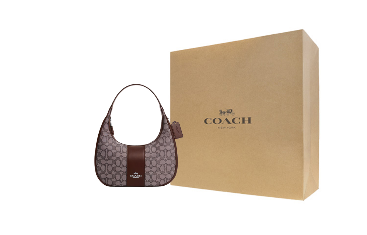

COACH Кармен гладкая кожаная сумка через плечо большая женская серебристая и кленовая