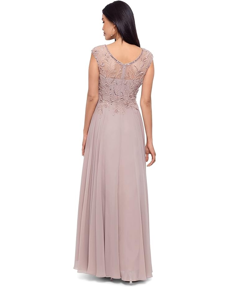 

Платье XSCAPE Long Chiffon Skirt with Beaded Top, цвет Taupe