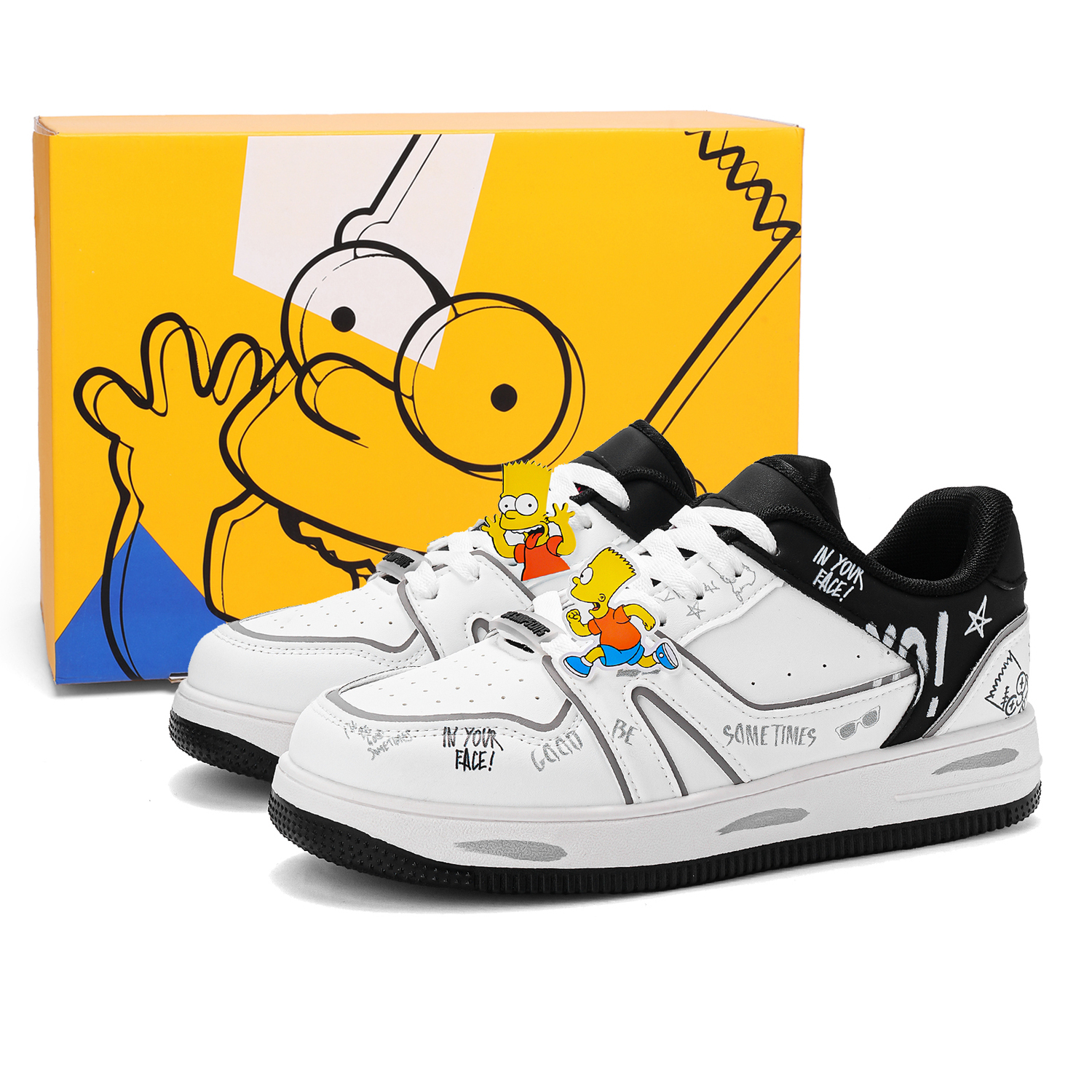 

The Simpsons Кроссовки для скейтбординга унисекс низкие разноцветные бело-красные бело-черные бело-черные (улучшенная версия), цвет White Black (Upgraded)