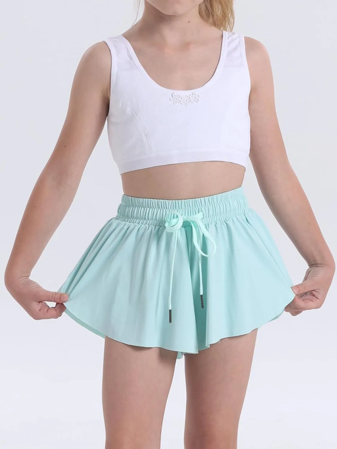 Шорты для девочек Flowy Shorts, Heyielda, белый/мятный/светло-фиолетовый — фото 3