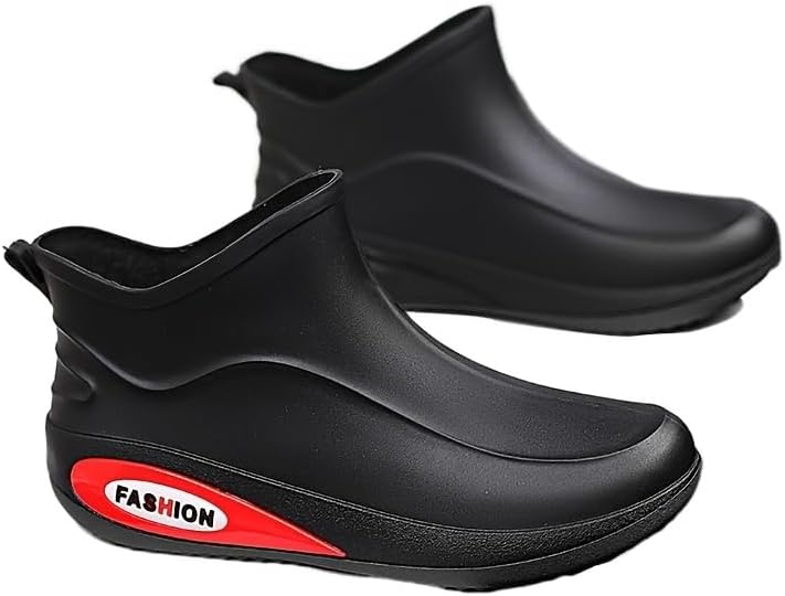 

Мужские резиновые сапоги Hhhchpm с легкой надевкой - повседневная обувь для дождя для всех сезонов и для работы на улице или на кухне/при мытье, черный