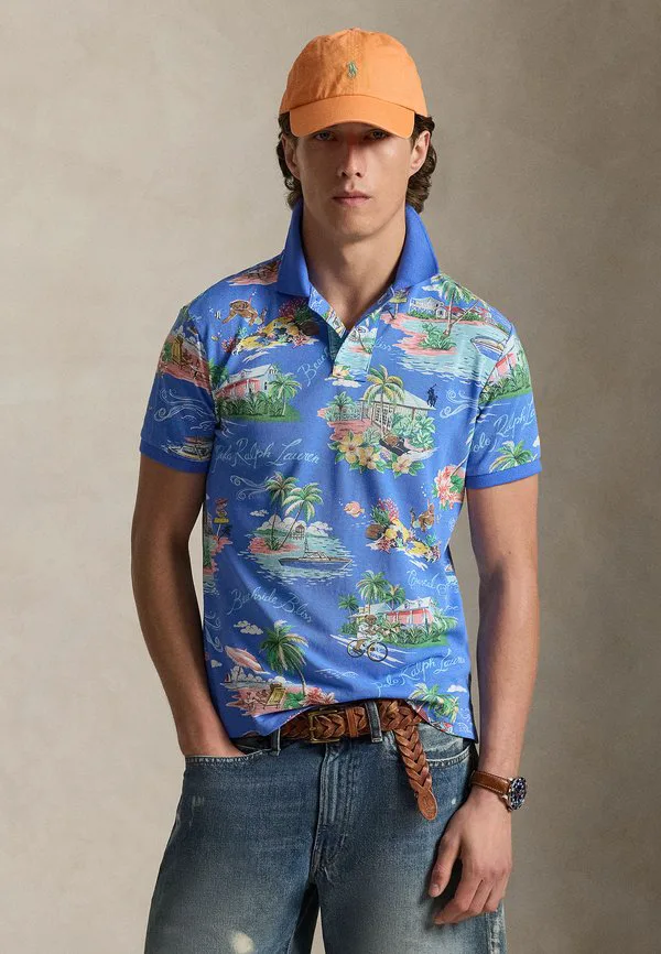 Футболка-Поло на заказ, облегающая, с сетчатой вставкой, футболка-поло Polo Ralph Lauren, Blue