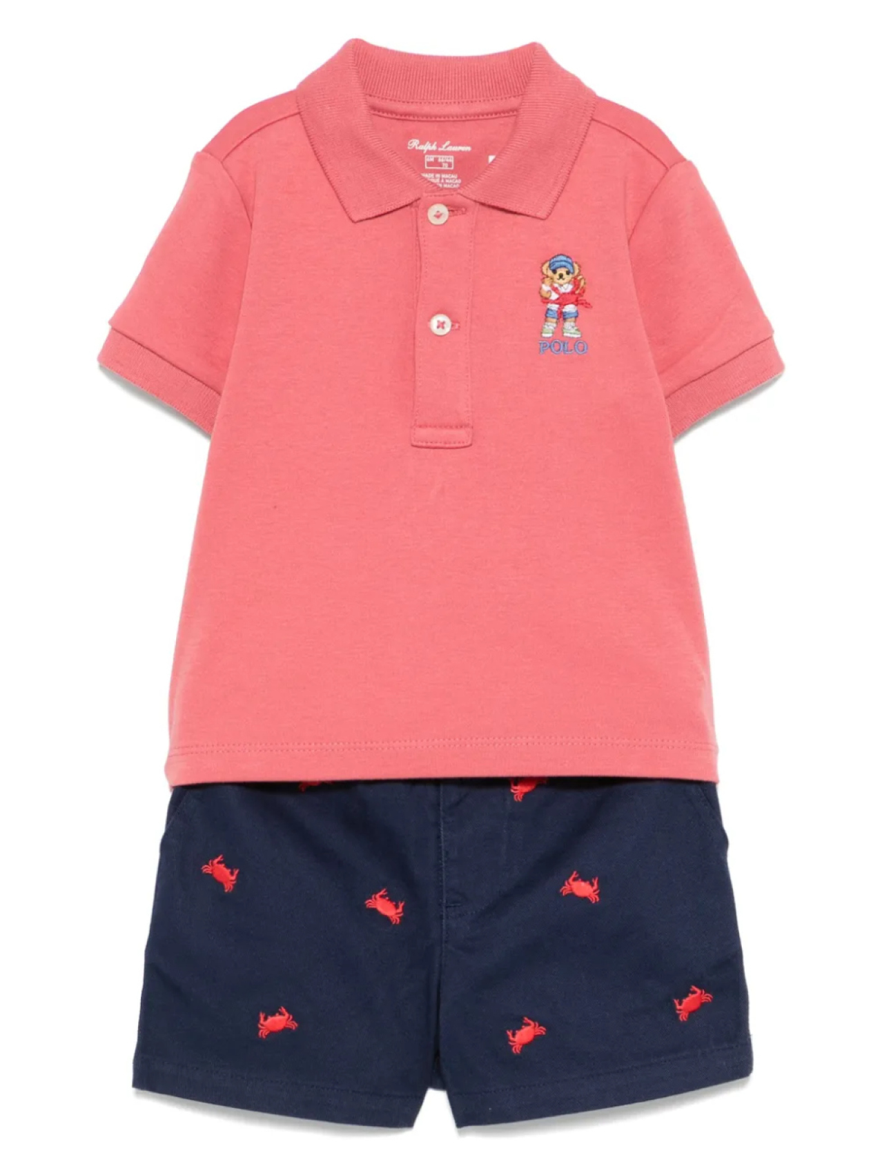 

POLO RALPH LAUREN KIDS комплект из футболки и шортов Polo Bear, красный