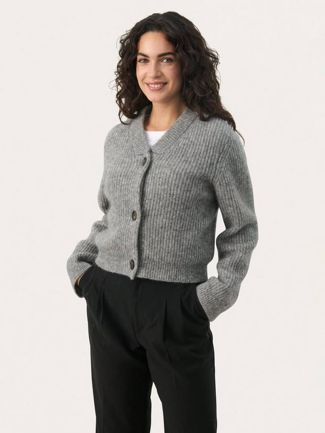 

Кардиган из смеси шерсти летти Part Two, цвет Medium Grey Melange