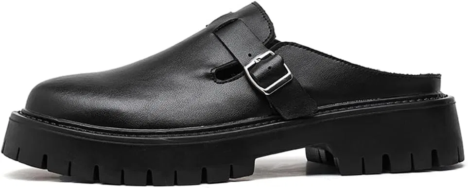 Мужские мюли из кожи на плоской подошве, Loafers & Slip-Ons, Black Abborora — фото 4