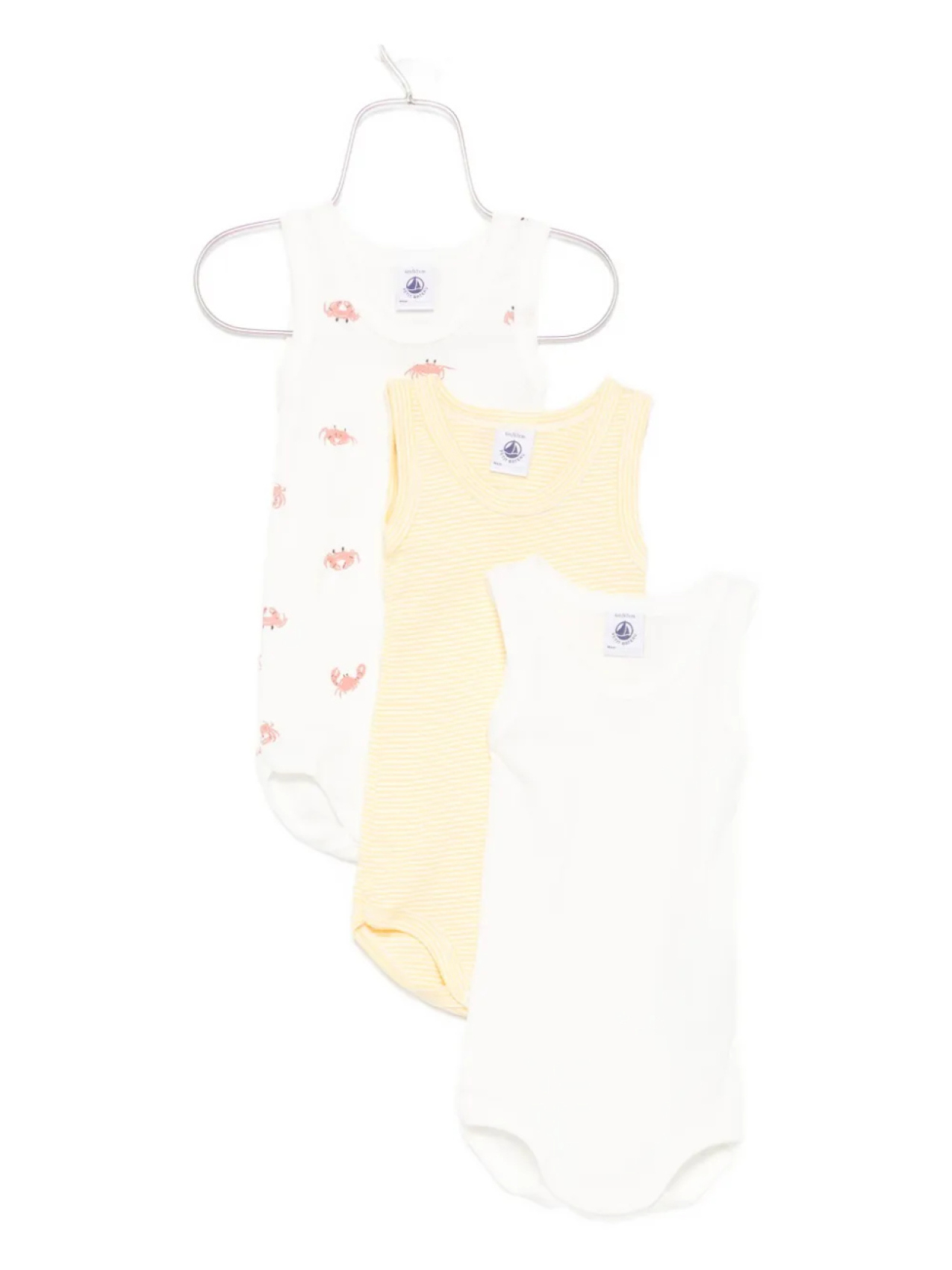 

Боди из хлопка с принтом Petit Bateau (упаковка из трех штук), белый