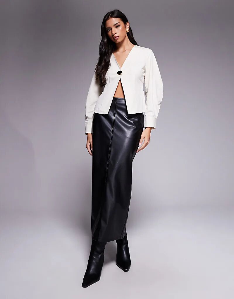 

Юбка макси из искусственной кожи с декоративными швами ASOS DESIGN черного цвета