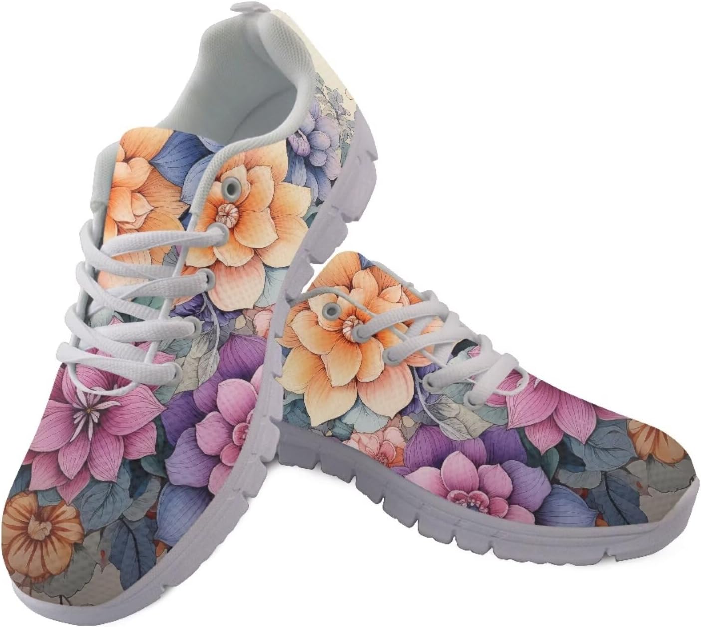 

Женские и мужские кроссовки Jeiento для бега с шнуровкой и без, спортивные кроссовки, легкие и удобные, для занятий в тренажерном зале, слипоны, противоскользящая обувь для ходьбы, Bright Blossom Flowers