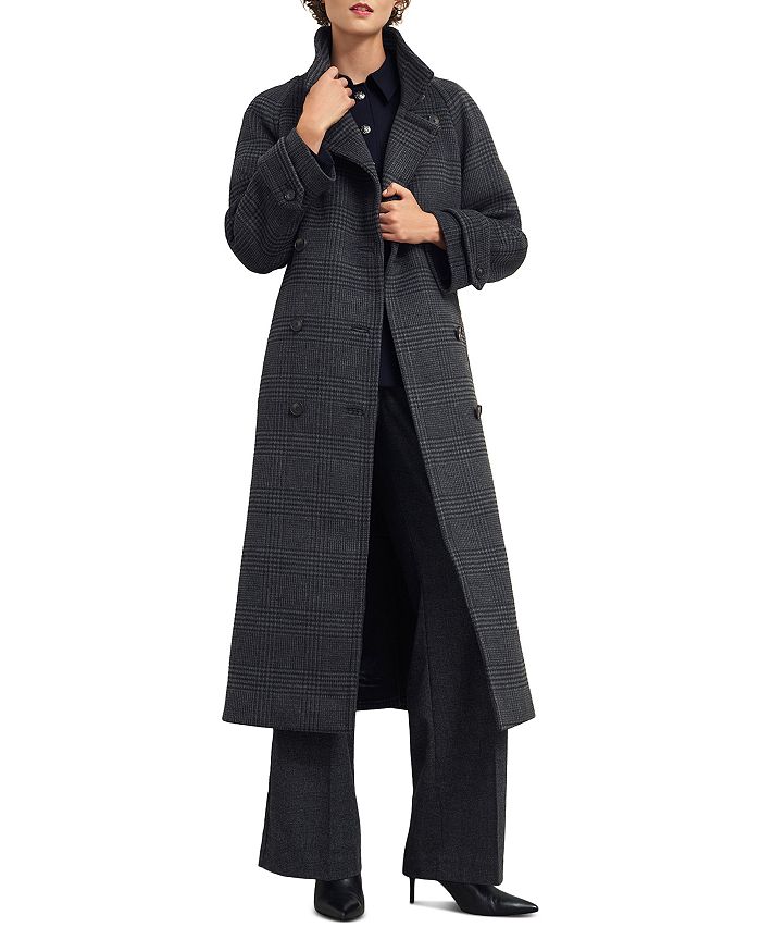 

Длинное двубортное пальто в клетку Peckworth HOBBS LONDON, серый