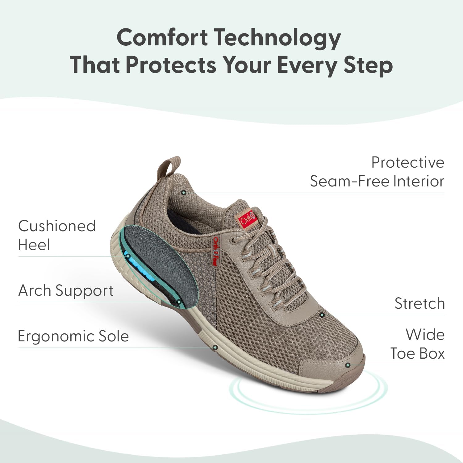 Мужские ортопедические кроссовки Orthofeet Edgewater с вязаным верхом, Taupe — фото 3