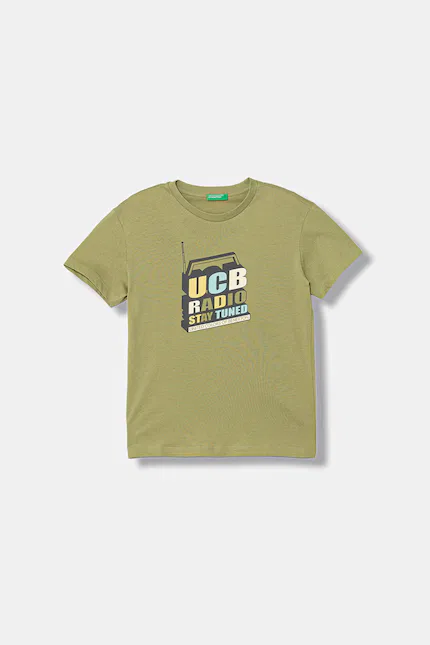 Футболка детская с принтом T-shirt United Colors of Benetton, зеленый
