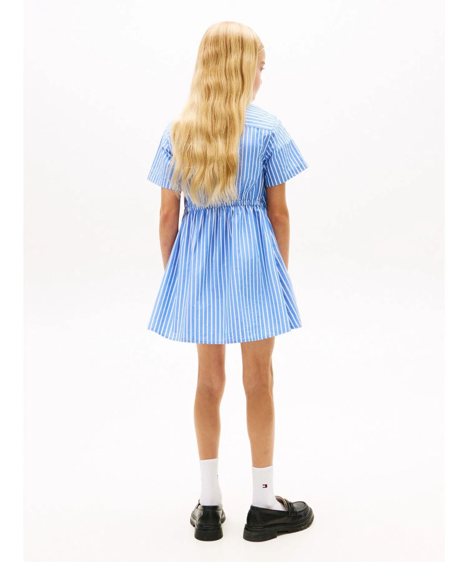 Детское платье-рубашка в полоску Tommy Hilfiger тёмно-синее — фото 4