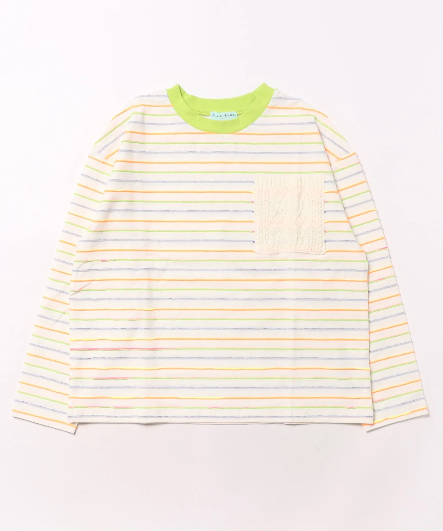 Детская футболка oversize Hakka Kids с длинным рукавом и бордером цвет off-white