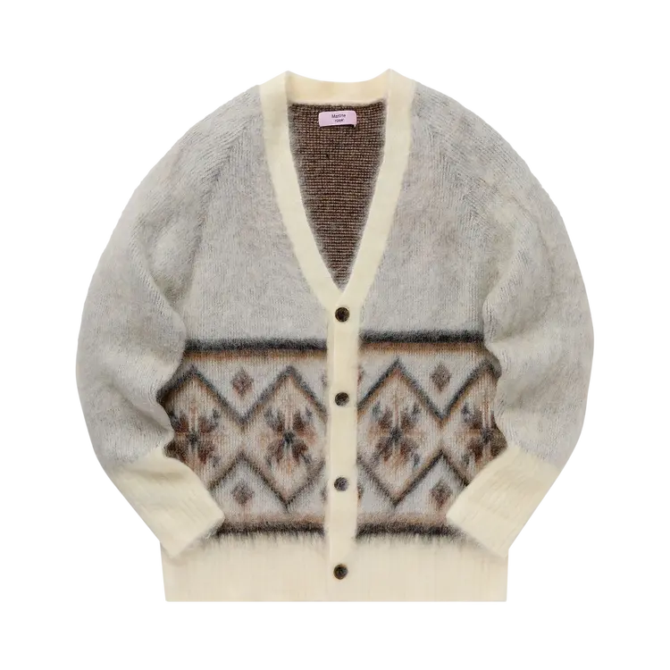 

Кардиган Martine Rose Burshed Mohair Fair Isle 'Ivory/Oat/Chocolate', белый