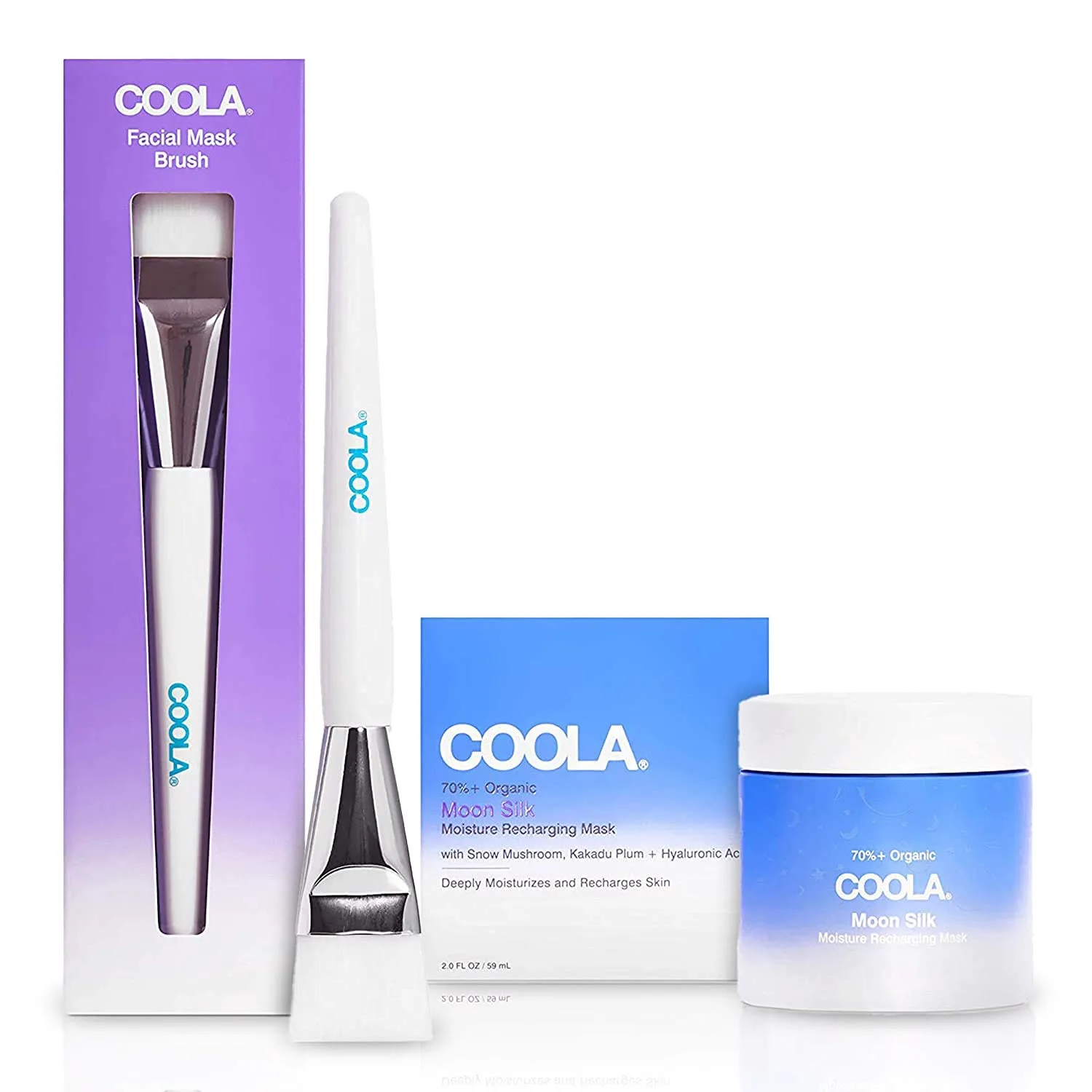 Набор COOLA Organic Moon Silk Moisturizer and Brush ко Дню матери: защита и уход за кожным барьером с витамином С.