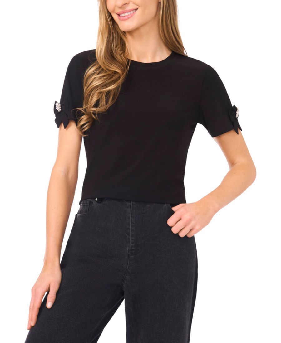 

Женская трикотажная блузка с коротким рукавом CeCe, Rich Black