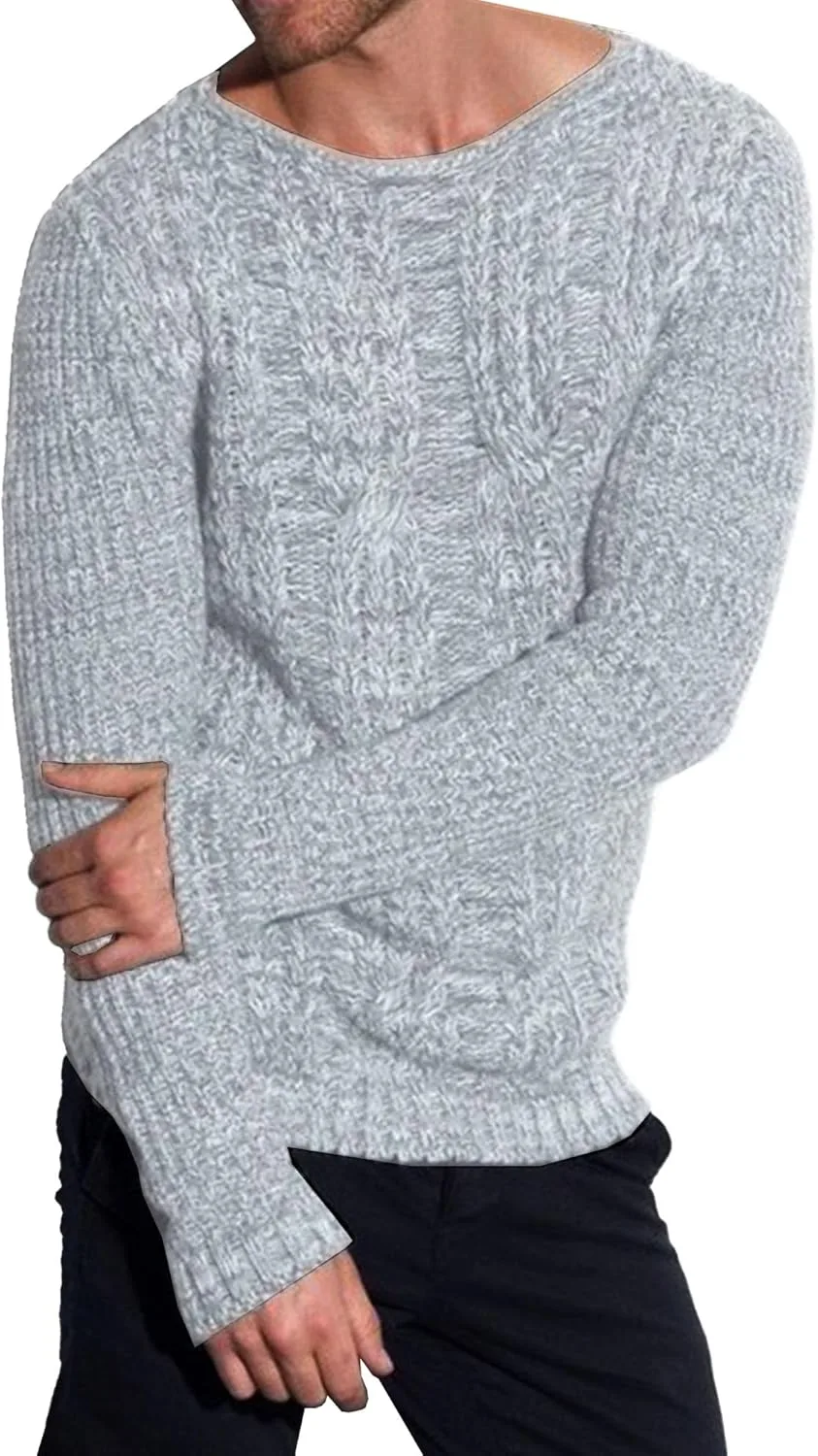 Мужской свитер Slim Fit с длинными рукавами и ребристым узором