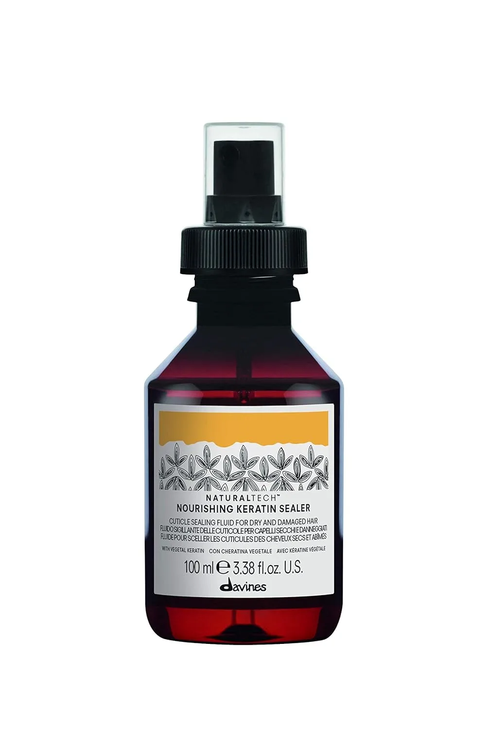 Davines Naturaltech Nourishing Keratin Sealer, восстанавливающий и увлажняющий уход для сухих и поврежденных волос с растительным кератином, 100 мл