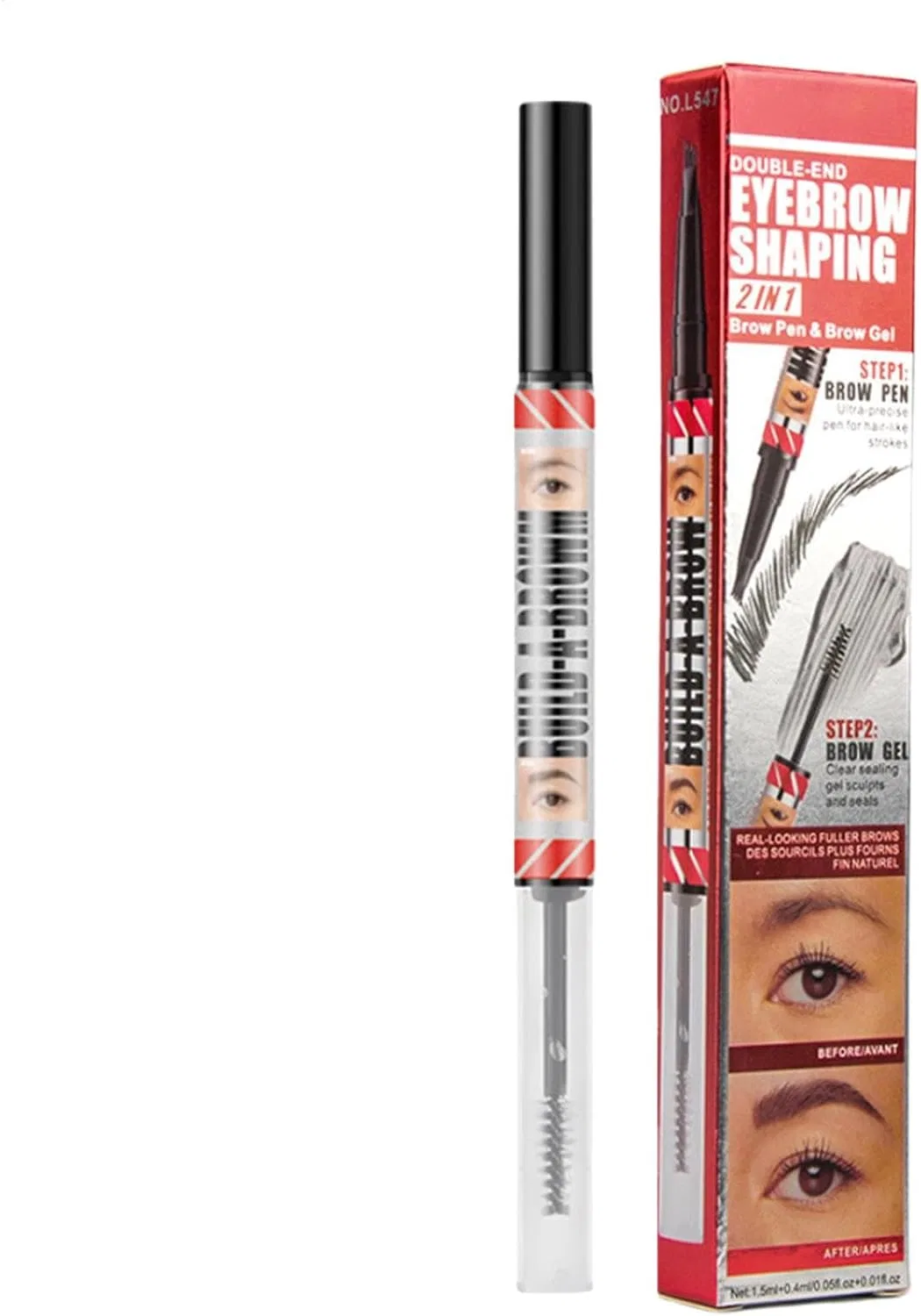 Карандаш для бровей 3D Waterproof Microblading Eyebrow Pen, бренд Generic, темно-коричневый, 1.5 мл + 0.4 мл