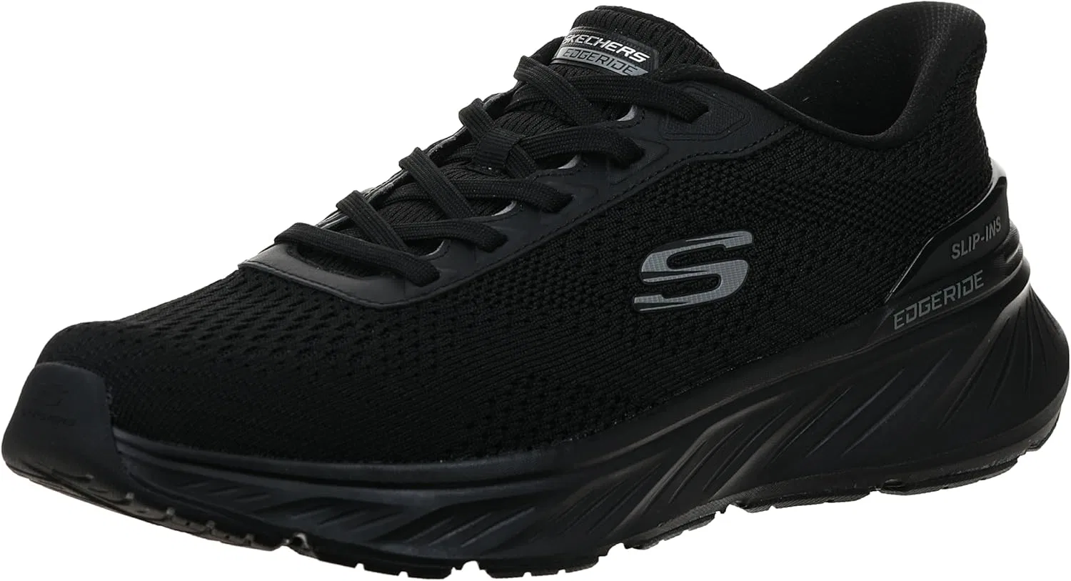 Кроссовки Skechers 232846 EDGERIDE, угольно-желто-серые, мужские, на шнурках, тканевые, без шнурков