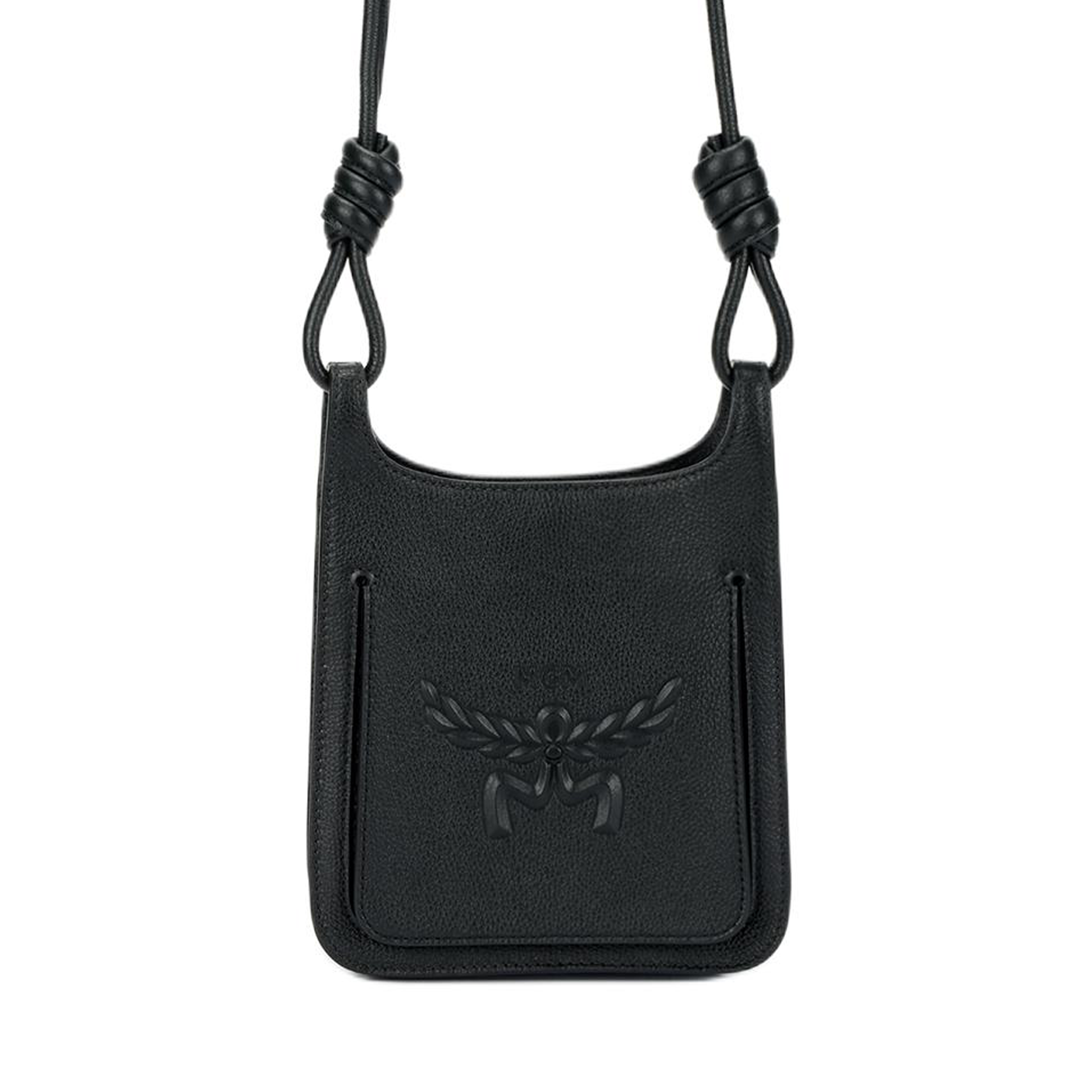 

Тисненая кожаная сумка через плечо, наплечная сумка Tubas Unisex Black MCM