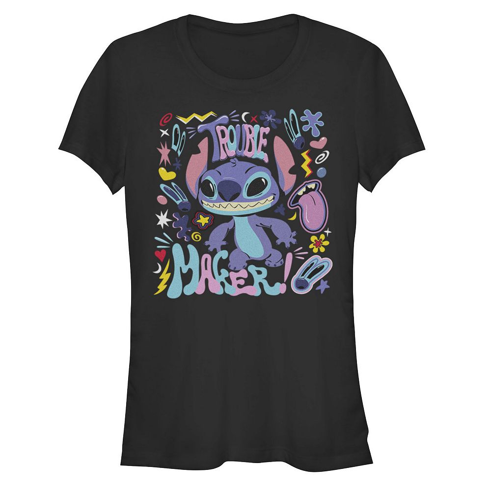 

Футболка с рисунком Stitch Junior's Disney's Lilo & Stitch Trouble Maker Stitch Junior, черный