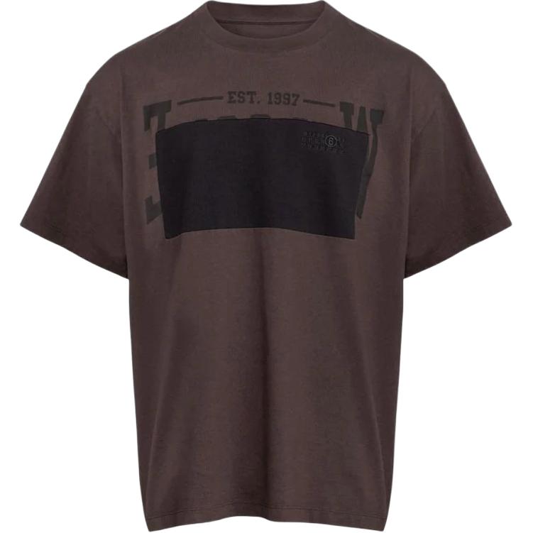 

Футболка с вышитым логотипом MM6 Maison Margiela, коричневый