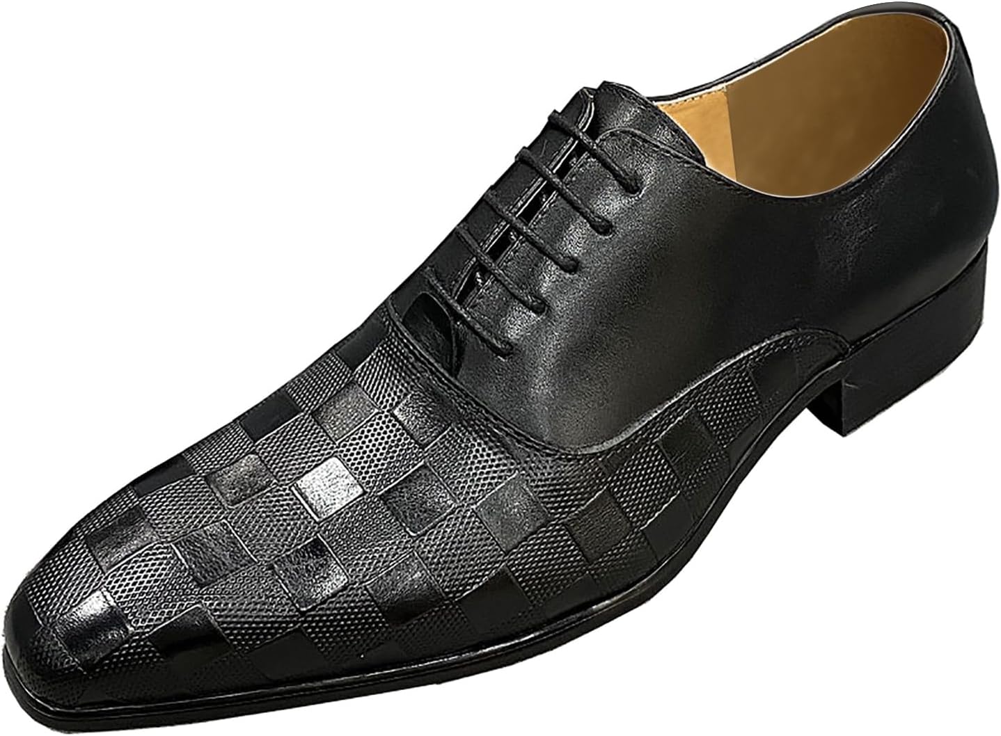 

Мужские классические оксфорды Santimon из натуральной кожи в клетку, туфли для смокинга, деловые повседневные туфли для мужчин, черный