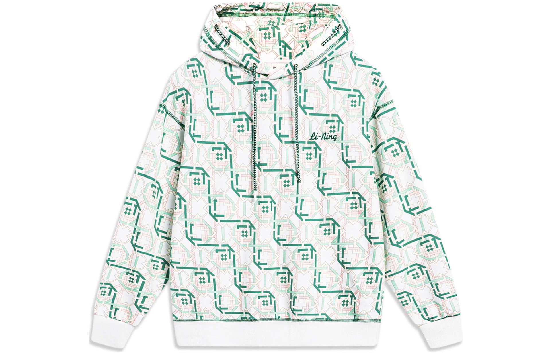 

Женская толстовка LiNing Sports Trend Series Jade Frost Green с принтом по всей поверхности
